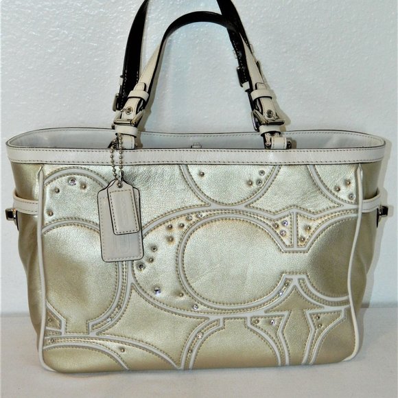 Coach Gold/White Tote - Picture 2 of 9